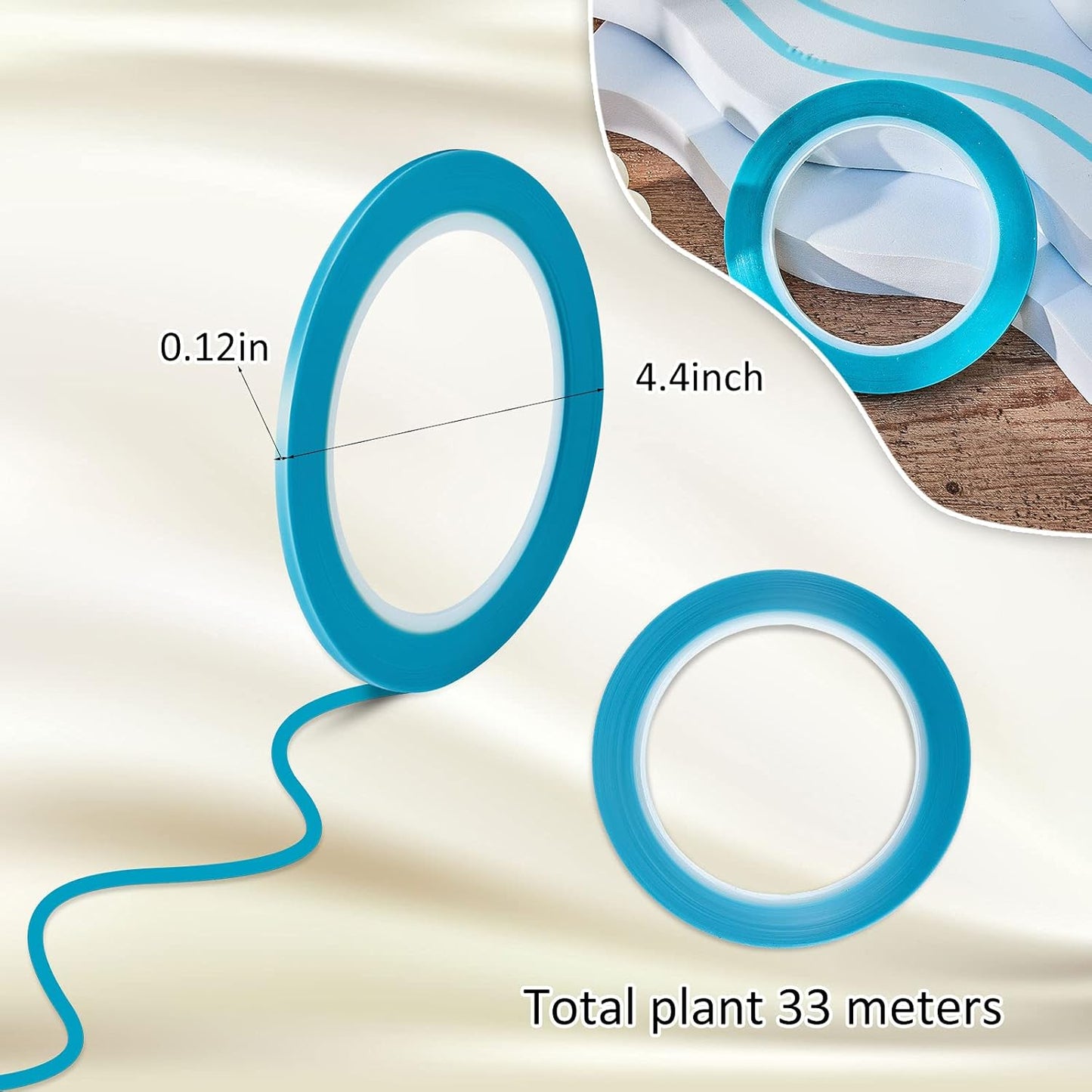 5 Rolls of Vinyl Tape Masking Tape Automotive Car Auto Paint for Curves, High Temperature Vinyl Low Tack(1/8 inch,Blue)