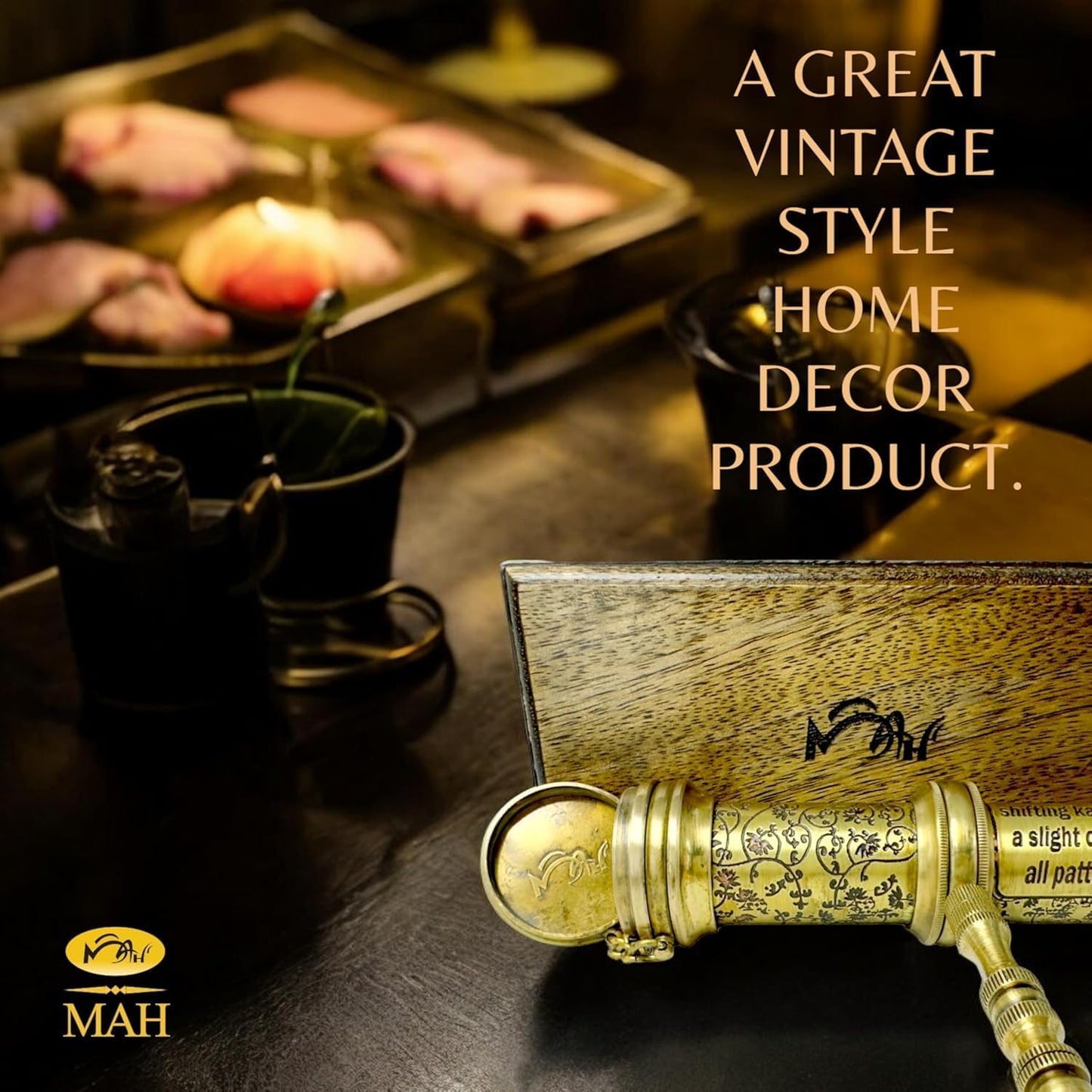 Handcrafted Brass Kaleidoscope – Vintage Nautical Collectible Gift for Kids, Teens & Adults – Sentimental Keepsake with Greeting Card – Educational Toy & Home Décor Accent – Timeless Pattern Design