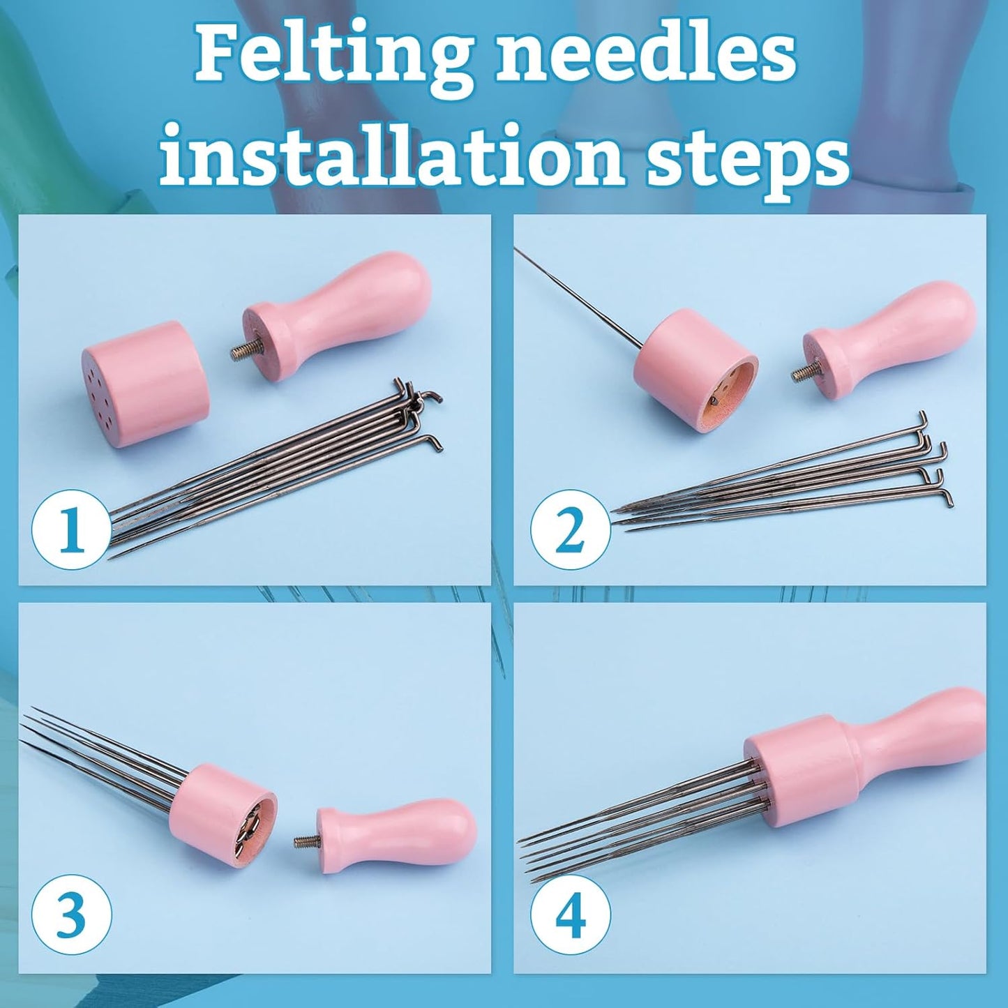 IMZAY 60 Pcs Wool Felting Needles, 3 Sizes Felting Needles with Wooden Handle, Needle Felting Tools, Wool Needle Felting Supplies, Needle Felting Tools, Perfect for DIY Felting Wool Projects