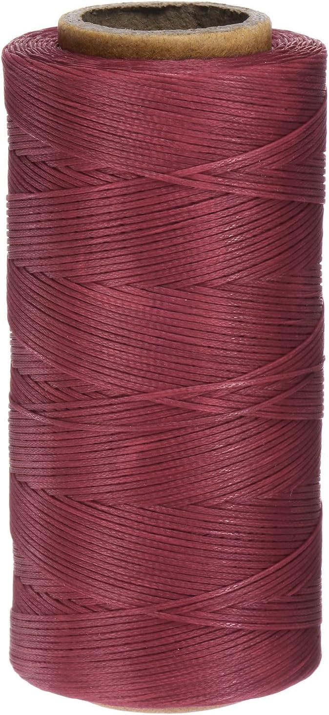 uxcell 150D 0.8mm Flat Waxed Thread 284 Yards Polyester Leather Sewing Waxed String Hand Stitching Waxed Cord for Leather Stitching Sewing Bookbinding DIY Craft Dark Red