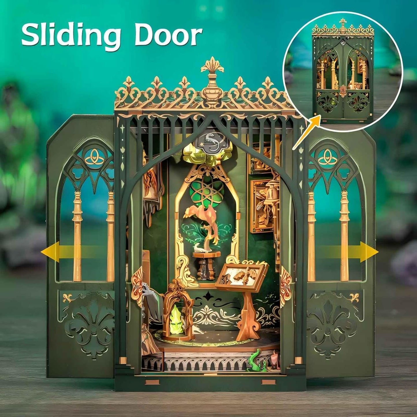 Fsolis Book Nook Kits, DIY Miniature House Kit 3D Puzzles for Adults Bookshelf Decor Gifts for Women Teenagers Craft Lovers(The Darkness Herbarium)