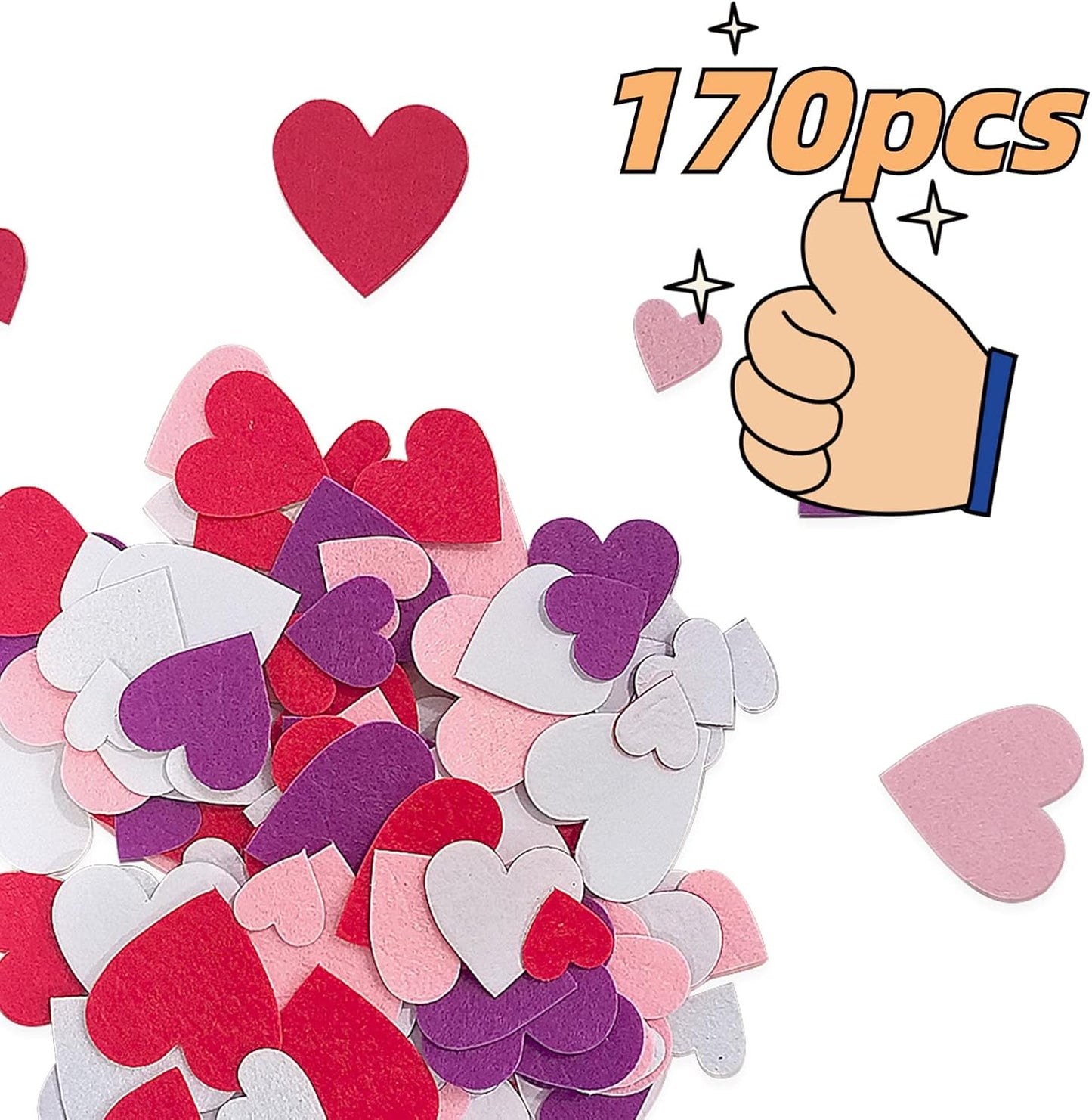 Heart Stickers, Self Adhesive Heart, Felt Decoration for School Bag, Craft Stickers for Scrapbooking Supplies Kit