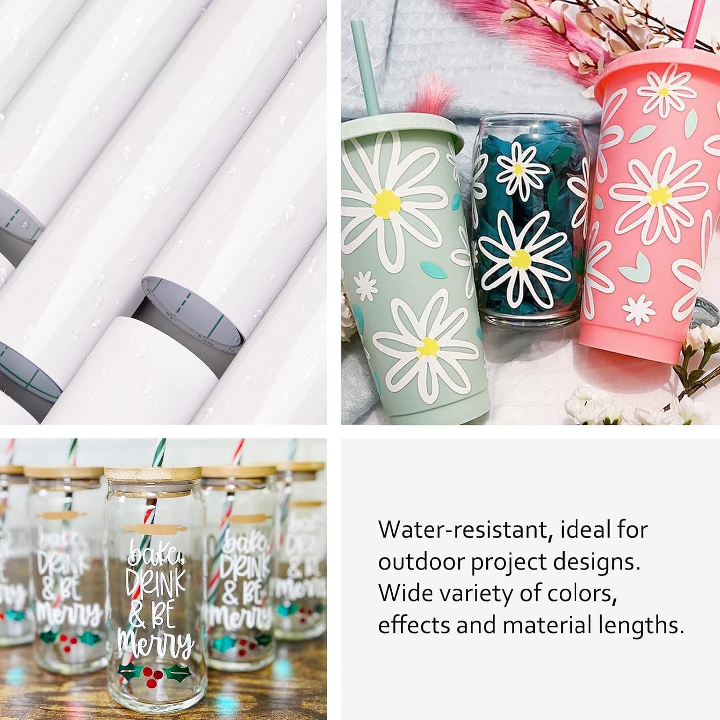 TECKWRAP 001 Smart Adhesive Vinyl Permanent,13in x 5ft, Vinyl for DIY Decal Projects, Compatible with Explore3/Maker3, Glossy Coconut White