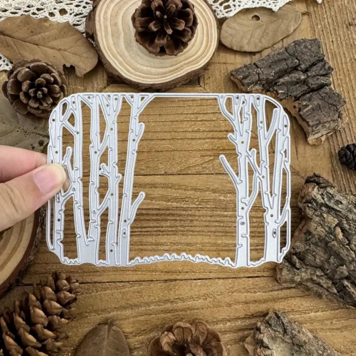 Mvchifay Cutting Dies Happy Birthday Metal Stencils Scrapbooking Tool DIY Emboss Paper Card Making (Winter Tree-11.7x8.3cm)