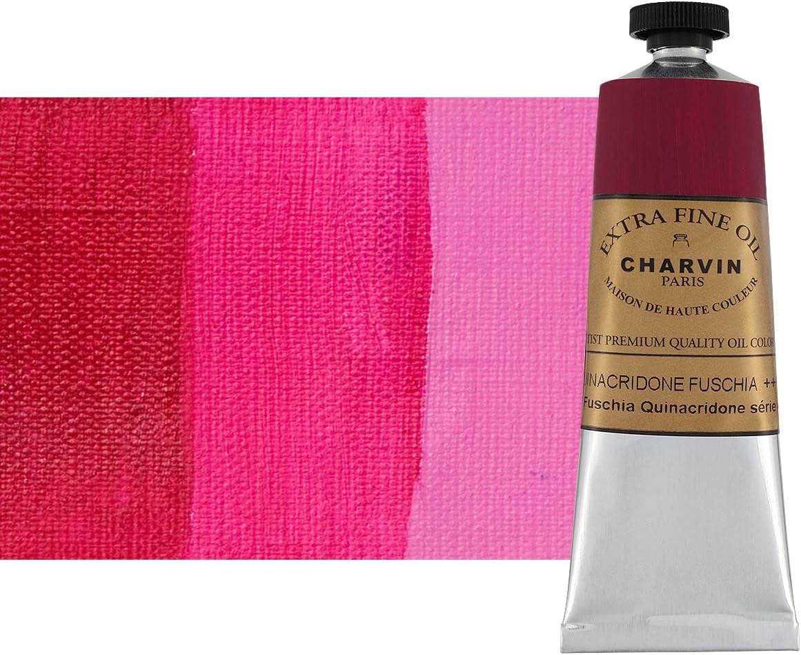 Charvin Extra Fine Oil Paint, Quinacridone Fuschia 60 mL - Triple-Milled, Rich Texture, Poppy Oil-Based, Light-Fast, Handmade, Archival Quality