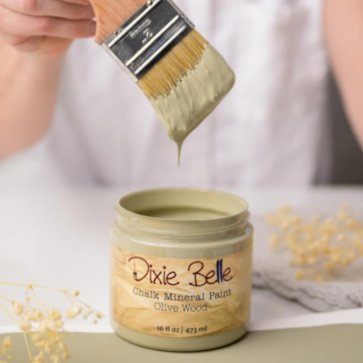 Dixie Belle Paint Company Chalk Finish Furniture Paint – Olive Wood (4oz) – Matte Chic Chalk Mineral DIY Furniture Paint