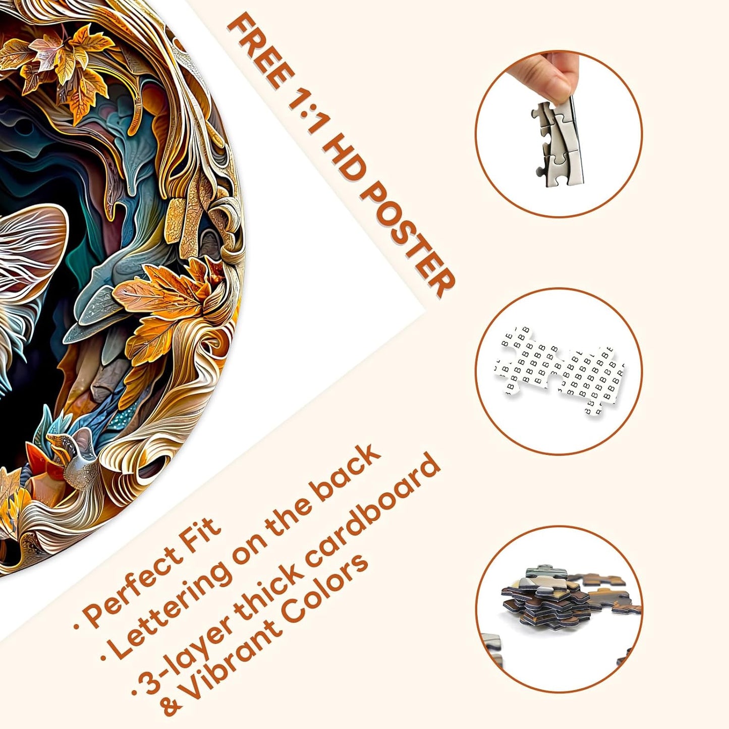 masseruon Puzzles for Adults 1000 Pieces-Cat Puzzle-26.6 * 26.6in Round Jigsaw Puzzels with HD Matte Finish-Hard Difficult Puzzel for Adult-Challenging Gift for Puzzel Lovers Home Decor