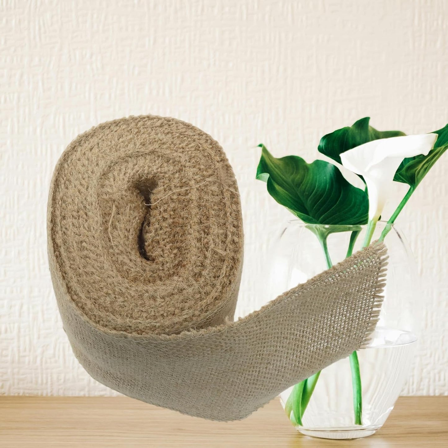 6" Wide Natural Burlap Fabric Roll - 10 Yards Jute Ribbon for Gift Wrapping, Wedding Decorations, Rustic Crafts, Wreaths & Home Decoration (15cm Wide)