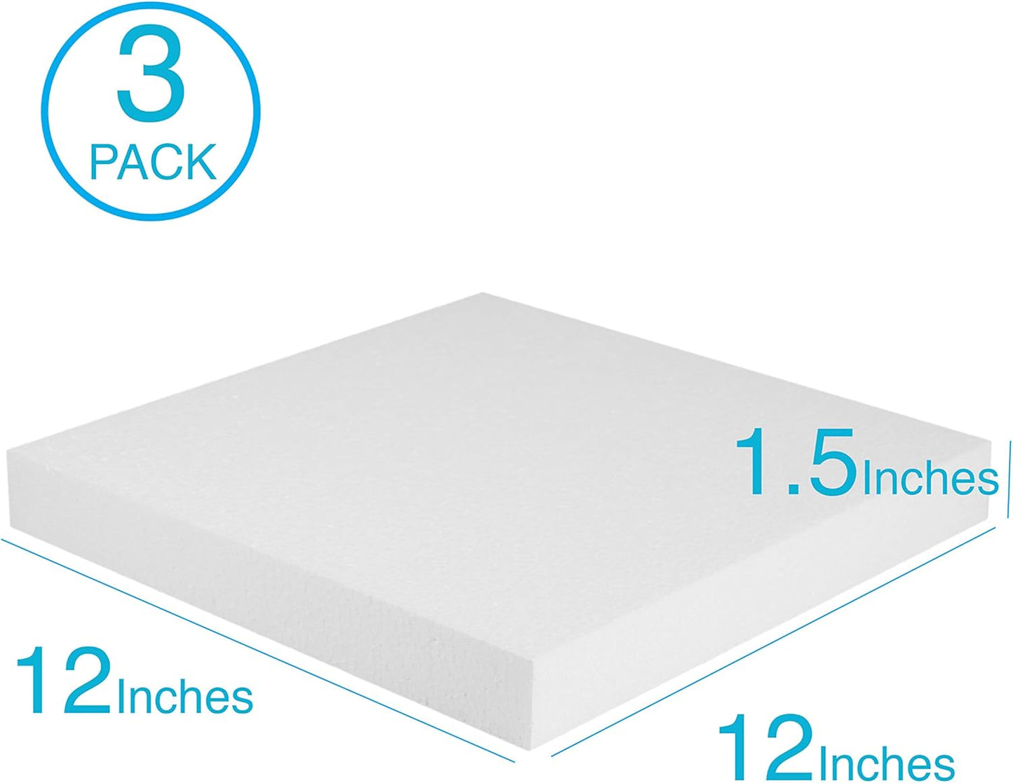 Silverlake 12x12x1.5 Craft Foam for Styrofoam Block Projects (3-Pack)