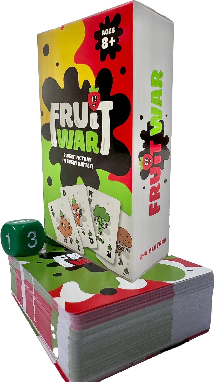 Games Fruit War, A Family Friendly Game That is a Twist on The Classic Card-Game of War, with Quicker Play, Intense Battles and Fun Character Designs. Up to 4 Players Ages 8+ (White)