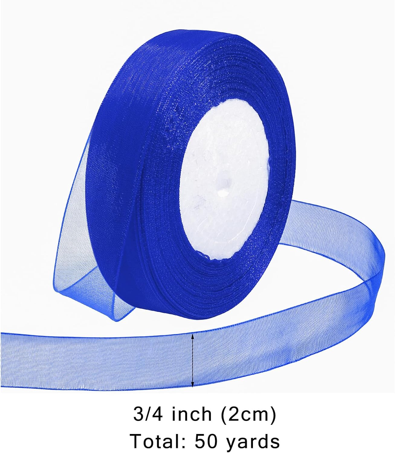 Ribbon for Gift Wrapping 3/4 inch Royal Blue Sheer Organza Ribbon for Flower Bouquet Tulle Thin Chiffon Ribbons for Wedding Invitations Christmas Halloween Presents Decorations Crafts 50 Yards