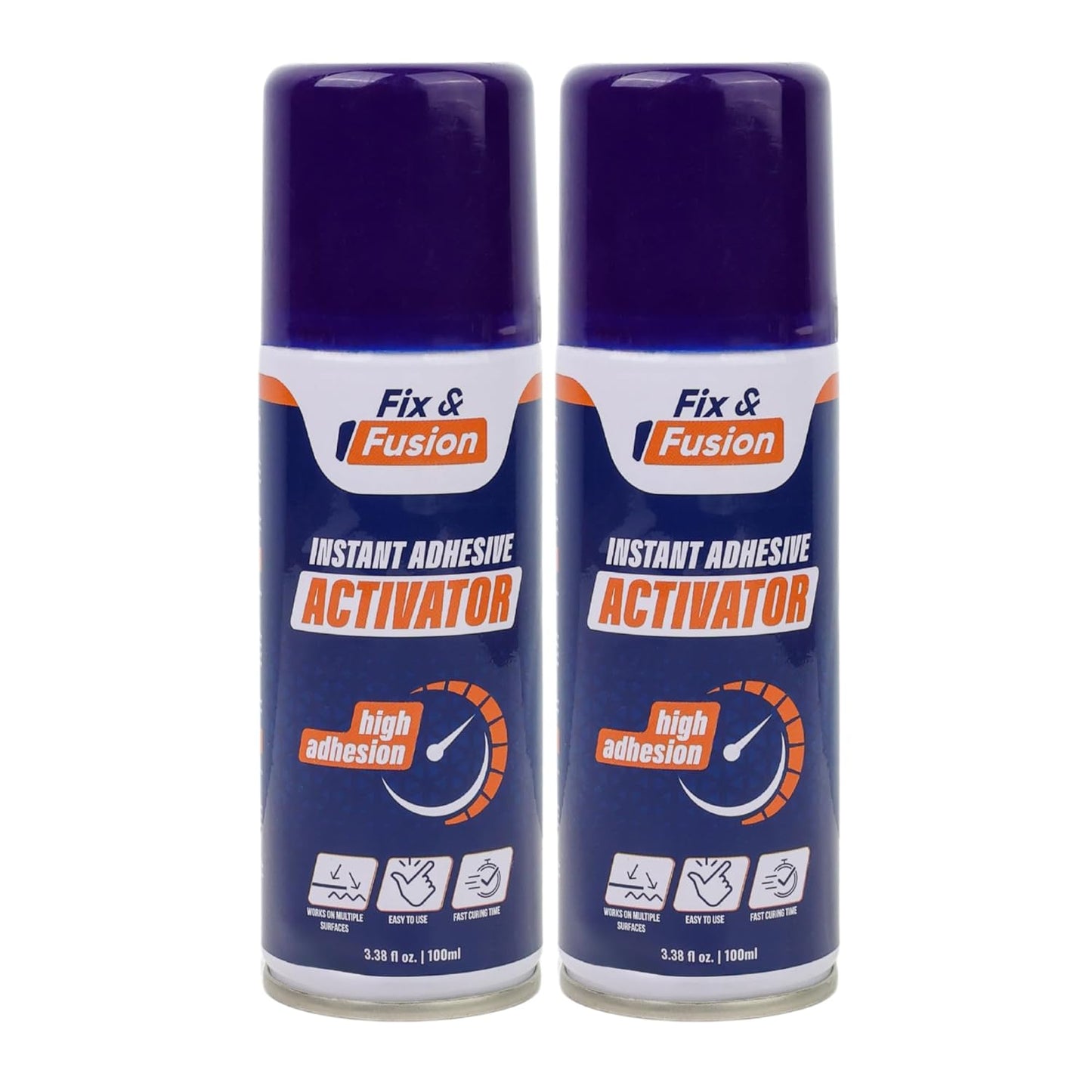FIX & FUSION Activator Spray (3.38 Fl Oz), Instant Cure Accelerator for Cyanoacrylate (CA) Super Glue for Wood, Plastic, Rubber, Granite, and DIY & Professional, Accelerates Bonding Strength, (2 Pack)