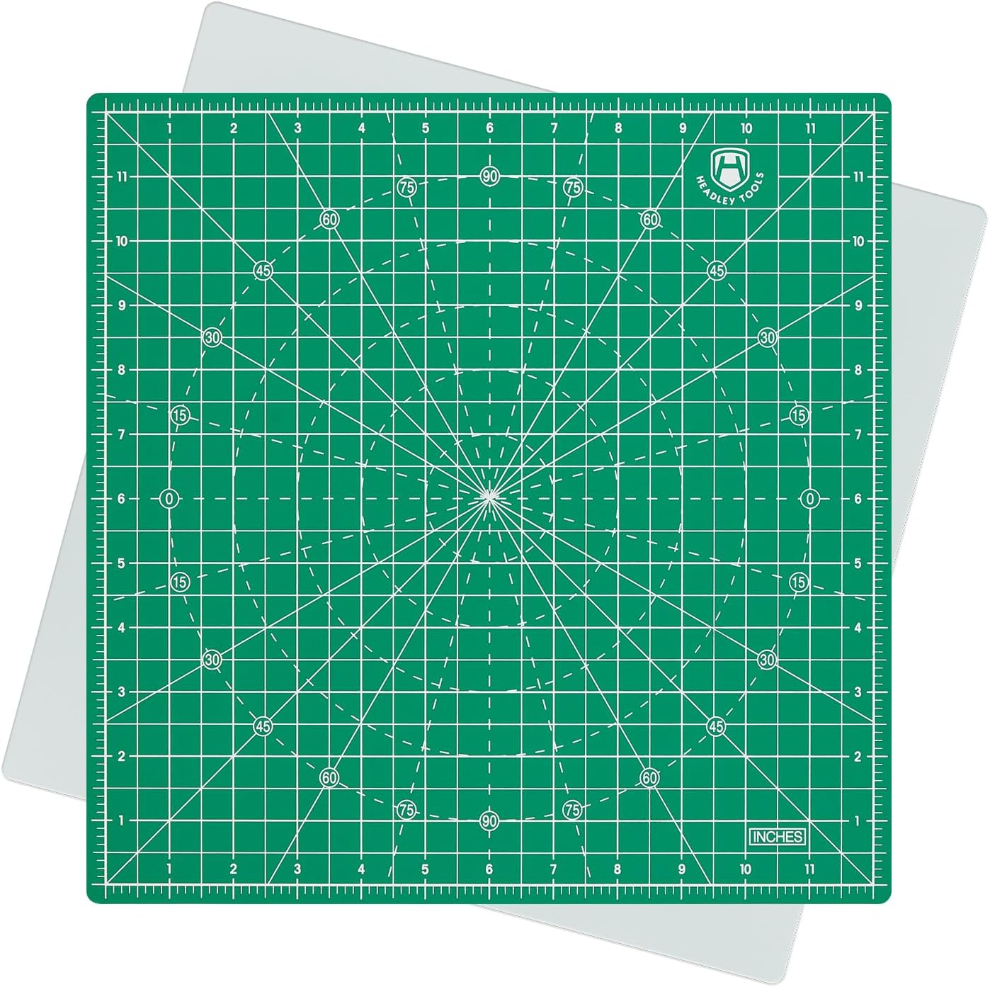 Headley Tools 12"x12" Rotating Cutting Mat, Self Healing Mat with 360-Degree Rotation & Anti-Slip Base, Sewing Board Cutting Mat Perfect for Fabric Quilting Leather Hobby Project, Green