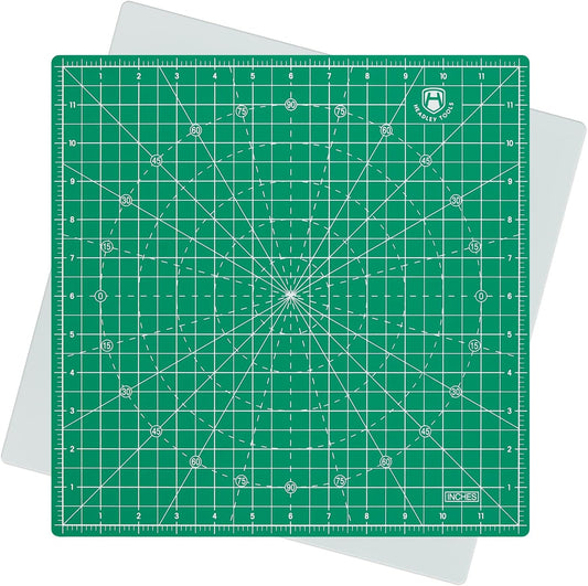 Headley Tools 12"x12" Rotating Cutting Mat, Self Healing Mat with 360-Degree Rotation & Anti-Slip Base, Sewing Board Cutting Mat Perfect for Fabric Quilting Leather Hobby Project, Green