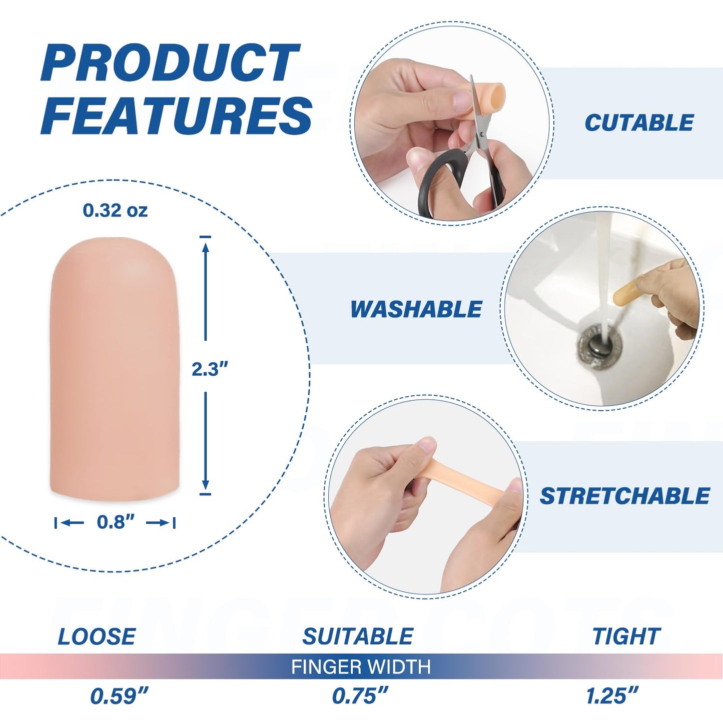 MasterMo Gel Finger Cots Protectors, Silicone Fingers Covers Bandages Caps Sleeves for Fingertip Thumb Protection, Ideal for Trigger, Arthritis, Cracking, Blisters, Callus, Hangnail & Pain Relief (Nude, L, 12PCS)