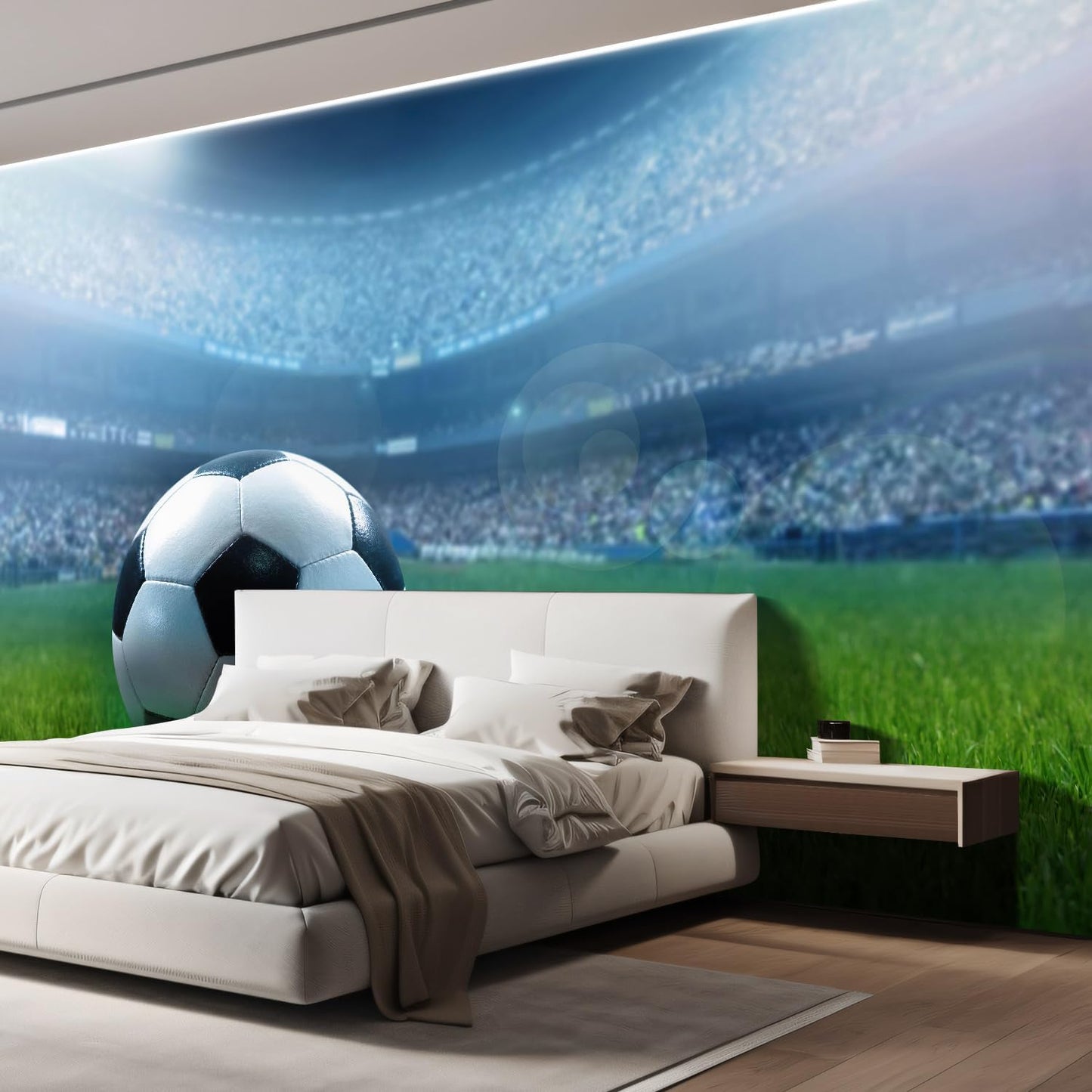 wall26 Wall Sticker/Wall Mural Close Up of a Football Ball on a Full Stadium, Not Peel and Stick, Non-Woven Wallpaper Decorative for Bedroom, Living Room, Office - 108x168 inches