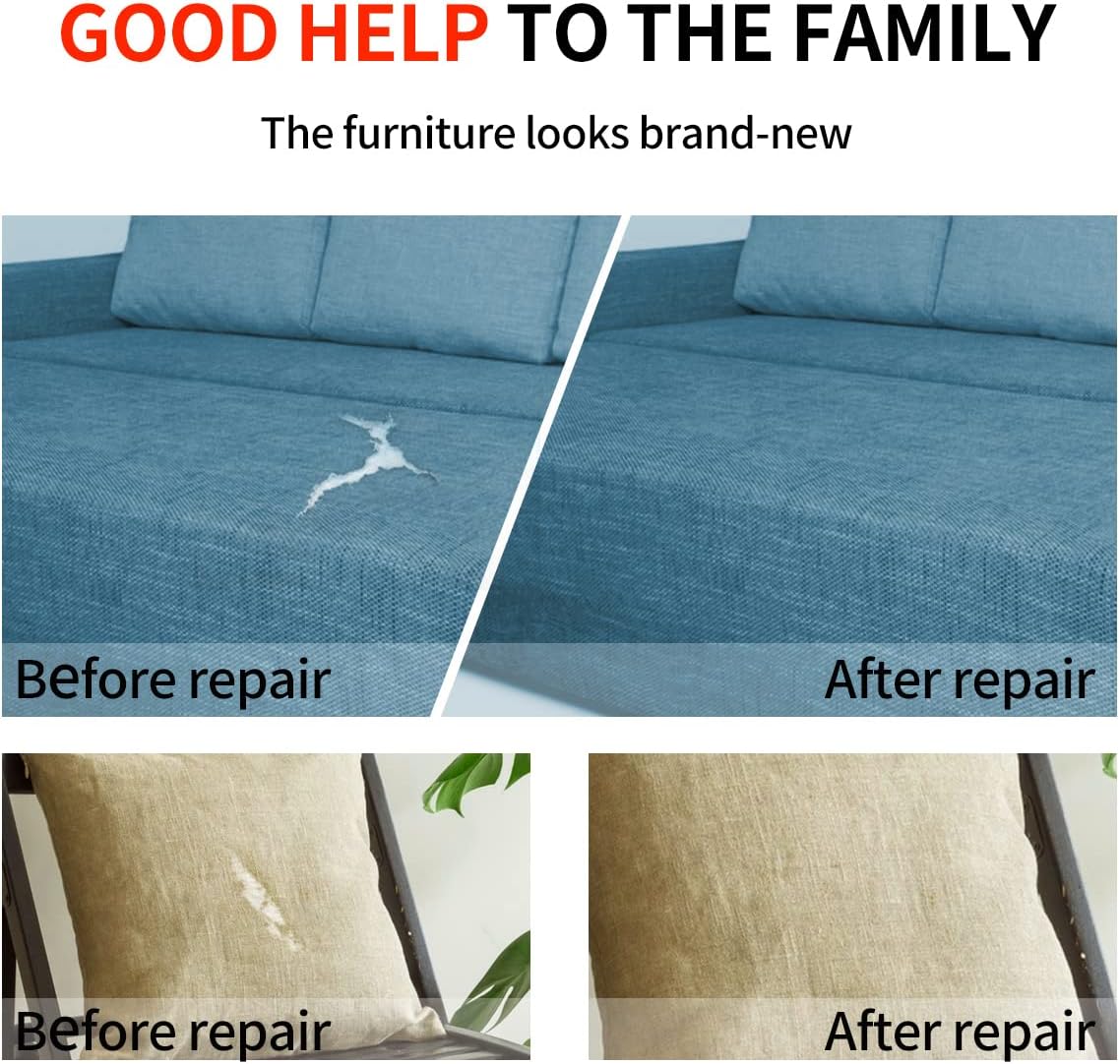 Fabric Repair Patches, 17X158 Inch Linen Repair Tape Self-Adhesive Fabric Patches Durable, DIY Large Linen Tape for Sofa, Couches, Furniture, Chair, Clothing （17X158 Inch, Beige）