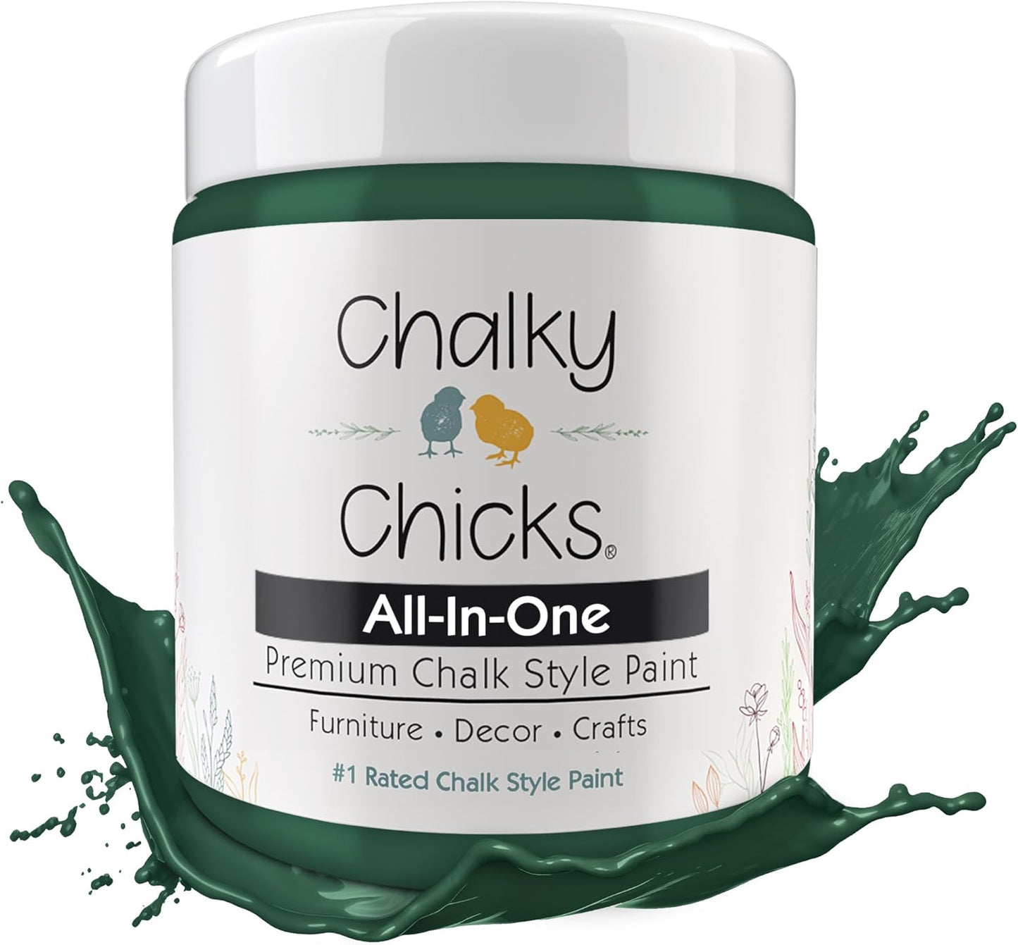 Chalky Chicks All-in-One Chalk Paint for Furniture or Cabinet - 8 Fl Oz - Matte Finish Shamrock (Dark Green) for Metal, Wood Furniture Paint - No Sanding All-in-One for Home Decor & Crafts, USA Made