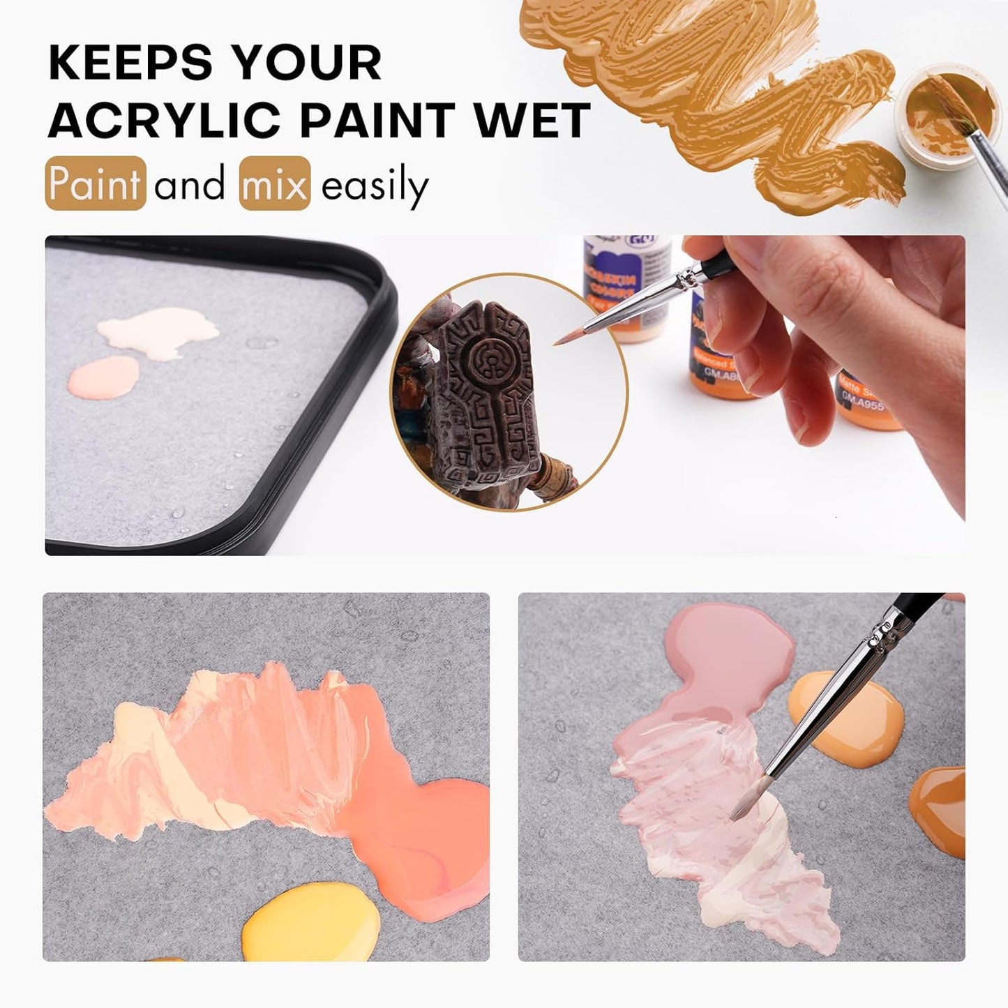 Golden Maple Wet Palette Paper, 100 Sheets Stay Wet Palette Paper Refill for Miniature & Model Painting and Acrylic Painting, DIY Craft, Keep Paint Wet Fresh, Size 8.5x5.9in