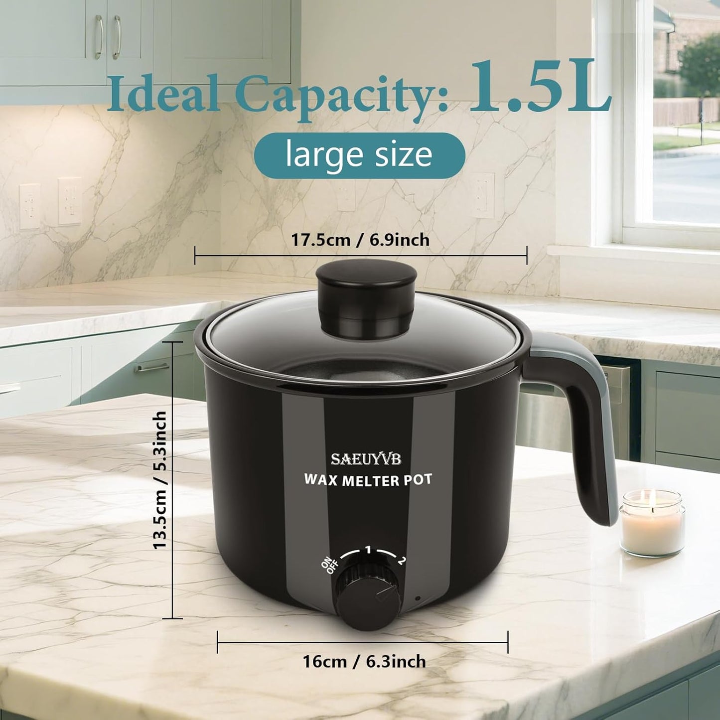 SAEUYVB Candle Making Kit,Soy Wax for Candle Making,DIYCandle Making Supplies,Including 5lbs Natural Soy Wax Flakes,Wax Melter,Thermometer,Wicks,Candle Kit for Adults,Beginnner