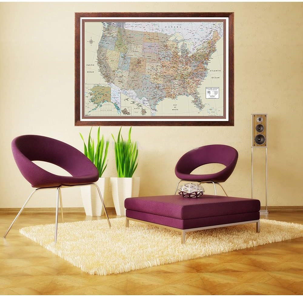 24x36 United States, USA Contemporary Premier Wall Map Poster (24x36 LAMINATED)