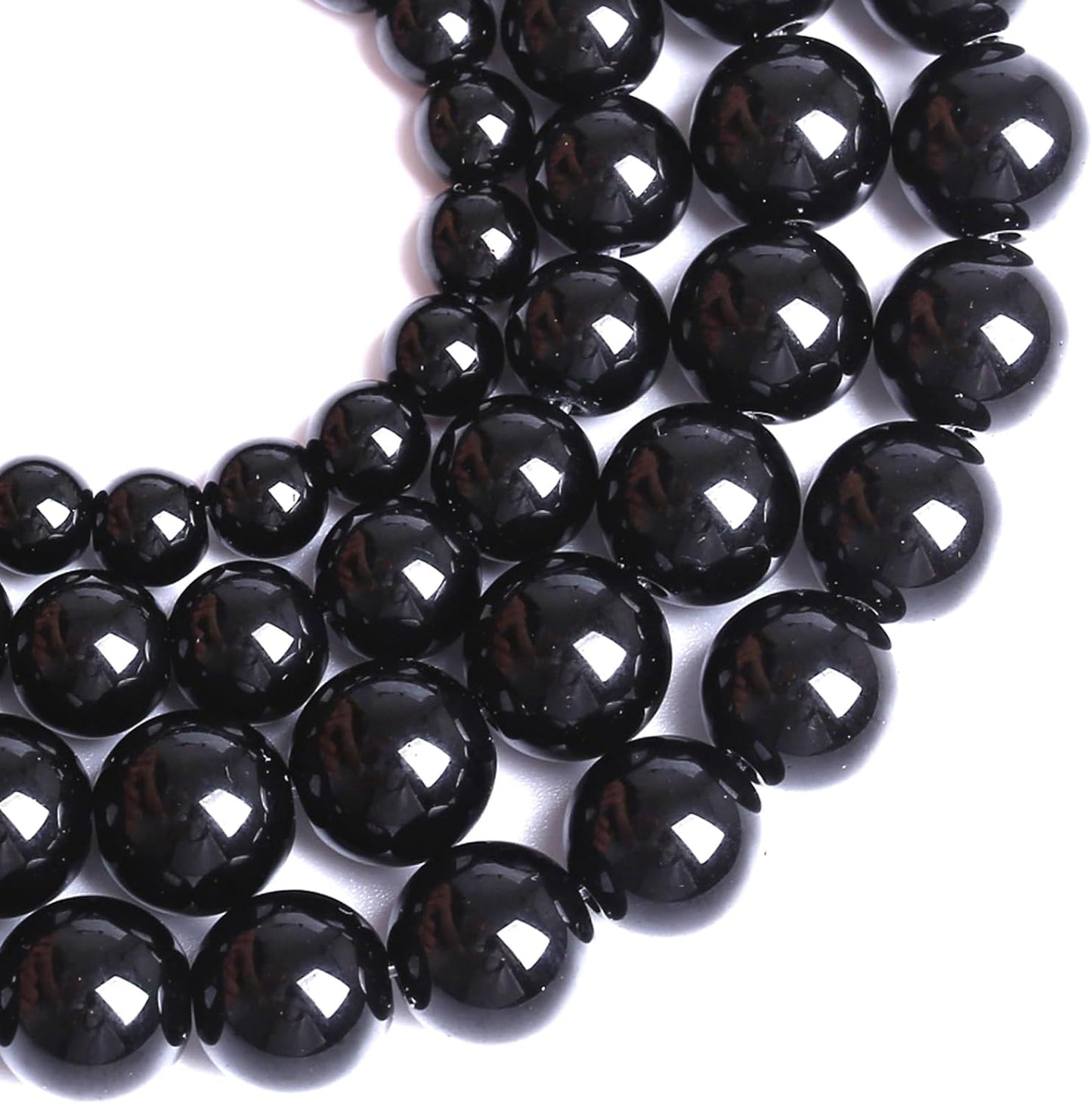 8MM Natural Black Agate Gemstone Beads Round Loose Stone Beads for Jewelry and Bracelets Making 90pcs 2 Strands 32"