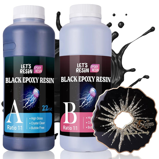 LET'S RESIN EPOXY RESIN Black Resin Epoxy,44OZ Bubble Free & High-Gloss Epoxy Kit,Self Leveling epoxy and Hardener for Art Crafts,Jewelry Making,Resin Molds