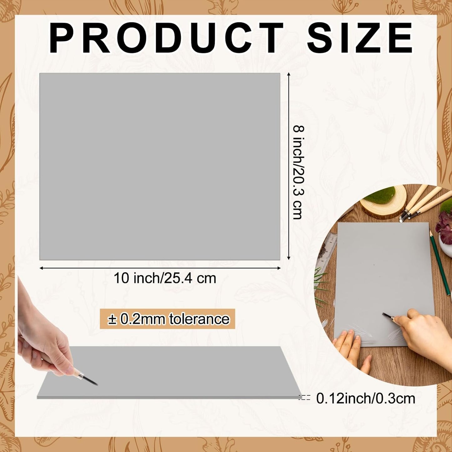 Yeaqee 12 Pcs 8 x 10 Inch Linoleum Block Rubber Carving Block Soft Linocut Blocks Large Linoleum Sheet Unmounted Lino Plates for Engraving Art Project Printmaking Artist Studio Supplies, Gray