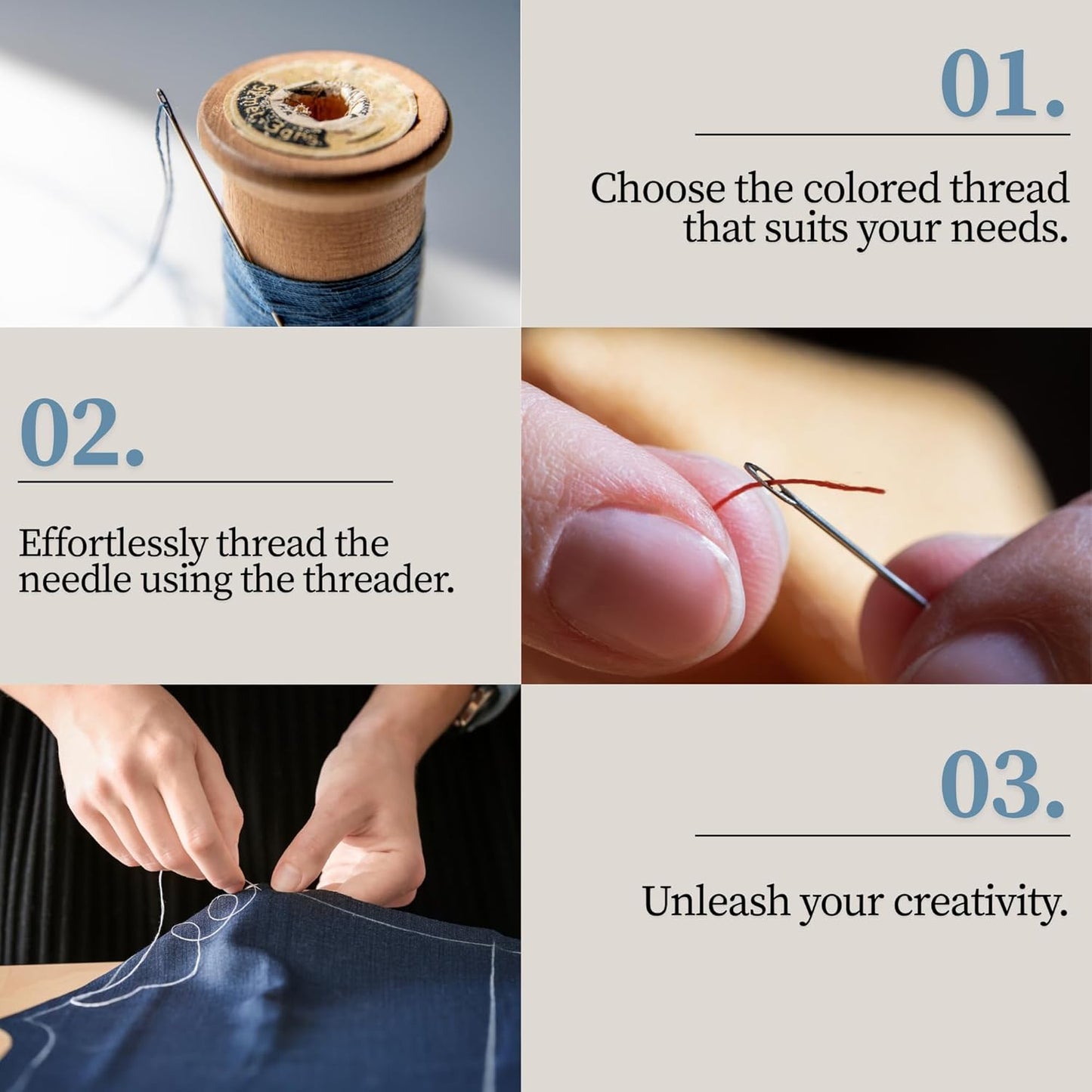 10 Colors Serger Sewing Thread and Tape Measure - 10 Cones Threads of 500 Yards Each Spool | Sewing Clips Quilting Materials Heavy-Duty Sewing Machine Threads and Tape Measure | Lace,Ribbon Yarn