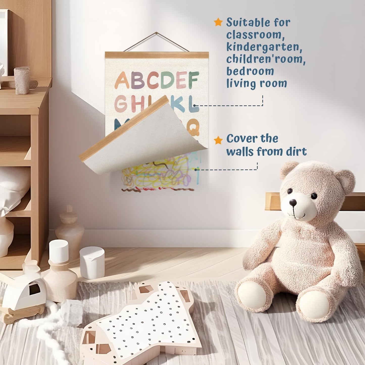 ZTGDA Alphabet Numbers Poster Set of 2, Alphabet Numbers Wall Art Poster, ABC Banner Poster, Numbers Banner Wall Hanging Decor for Toddler Room Playroom Nursery Wall Classroom Decor (12x16inch 123)