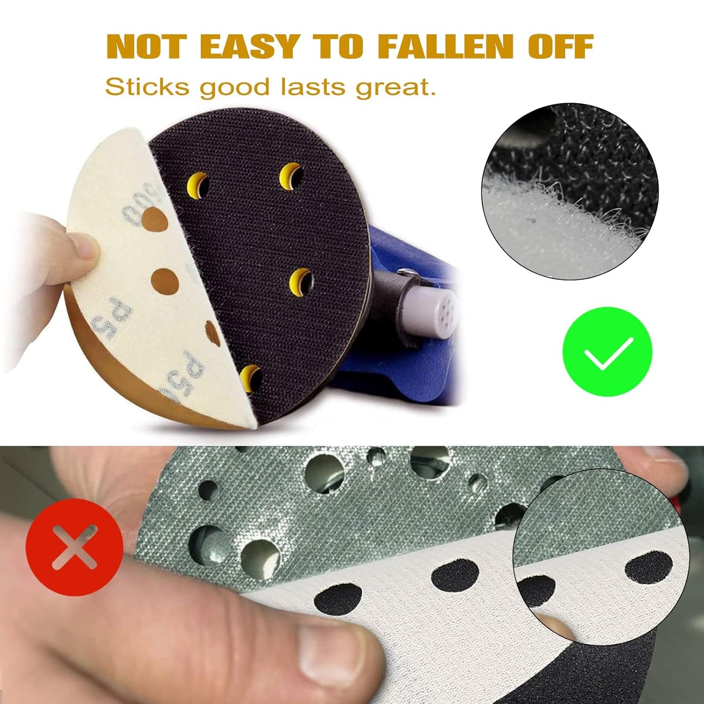 100PCS 5 Inch 8 Hole Sanding Discs 150 Grit,Gold Round Hook and Loop Sandpaper for Random Orbital Sander