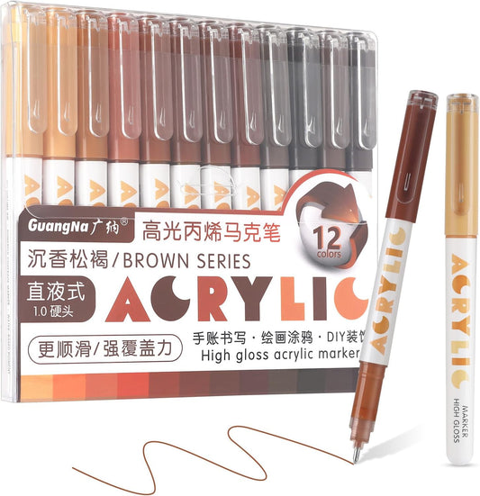 kander Direct Liquid Highlighter Acrylic Marker, 12 Colors Gel Pens with Bullet Tip, Strong Coverage, Large Ink Capacity, Multi-Purpose Paint Pens for Rock Painting, Crafts, DIY, Art Supplies