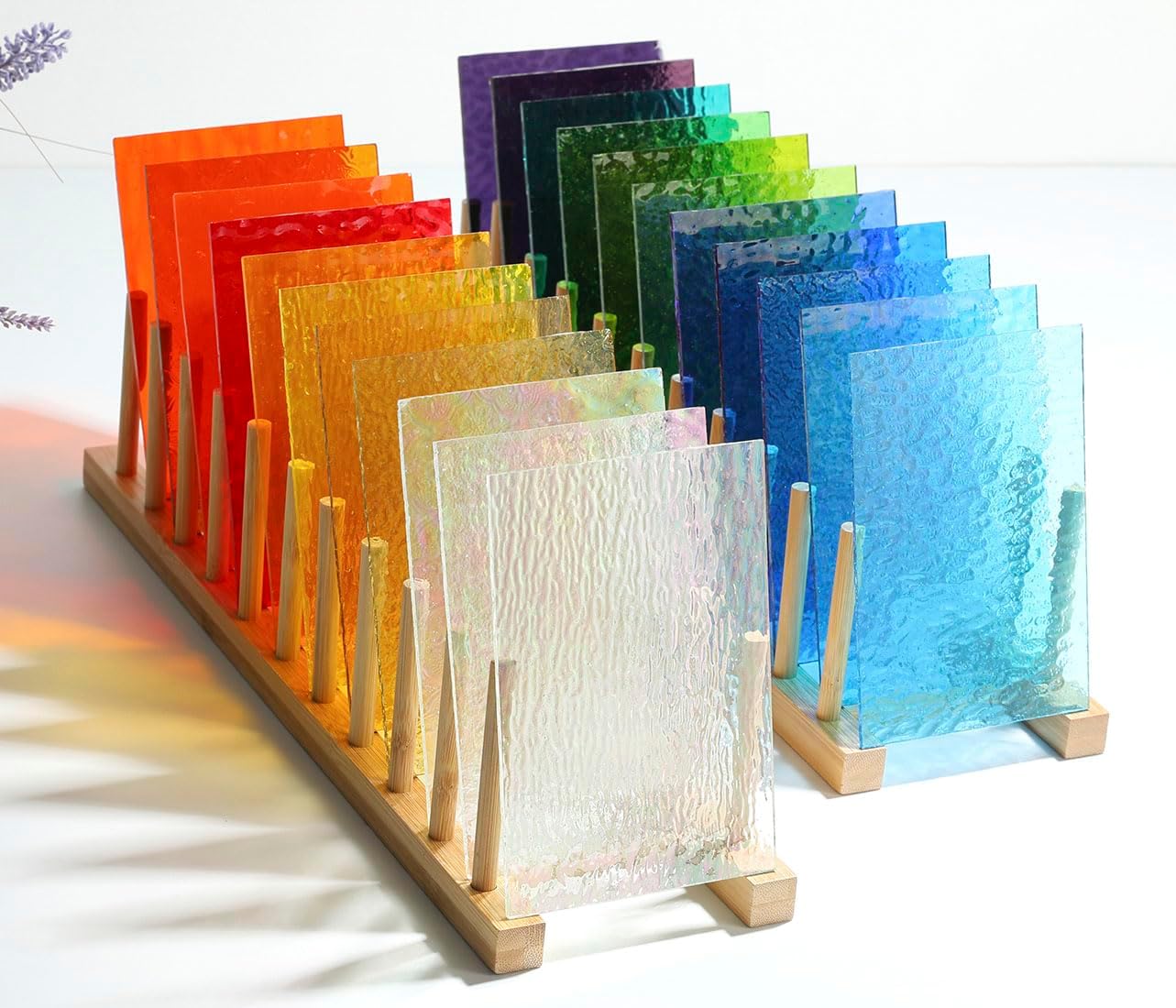 Lanyani 26 Sheets Transparent Stained Glass Sheets Packs for Art Crafts, Textured Bright Color Variety Translucent Cathedral Art Glass Sheets for Mosaic Glass DIY Projects, 4x6 inches