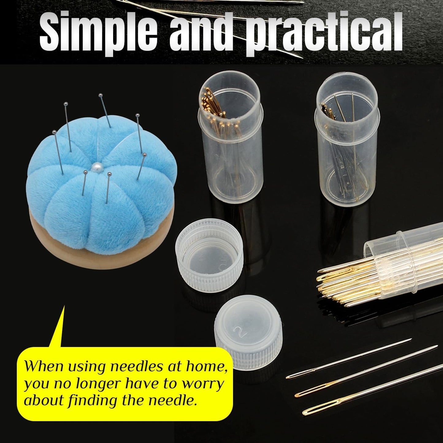 Uxney Pin Cushion,Wooden Sewing Pin Cushion Pincushion Needle Cushion for Sewing Quilting Needlework DIY Crafts(Sky Blue,2 PCS)