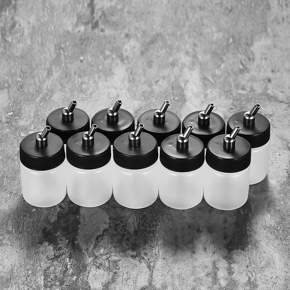 10 x 22CC Dual Action Airbrush Plastic Bottle Standard Suction Lid for Siphon Feed Airbrushes