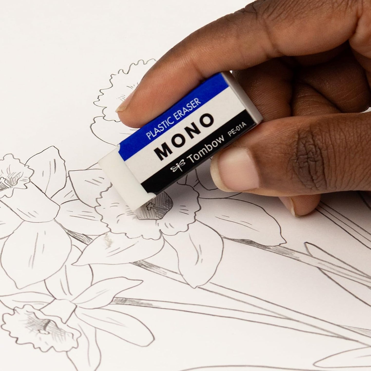 Tombow 57321 MONO Eraser, White, Small, 5-Pack. Cleanly Removes Marks Without Damaging Paper