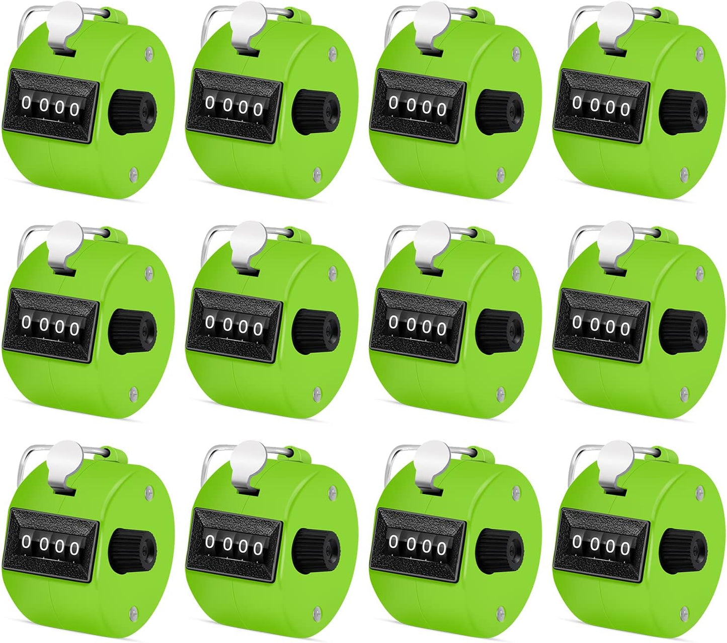 12 Pcs Hand Tally Counter 4-Digit Lap Counter Clicker, Manual Mechanical Handheld Pitch Click Counter with Finger Ring for School Golf & Knitting Row Croche