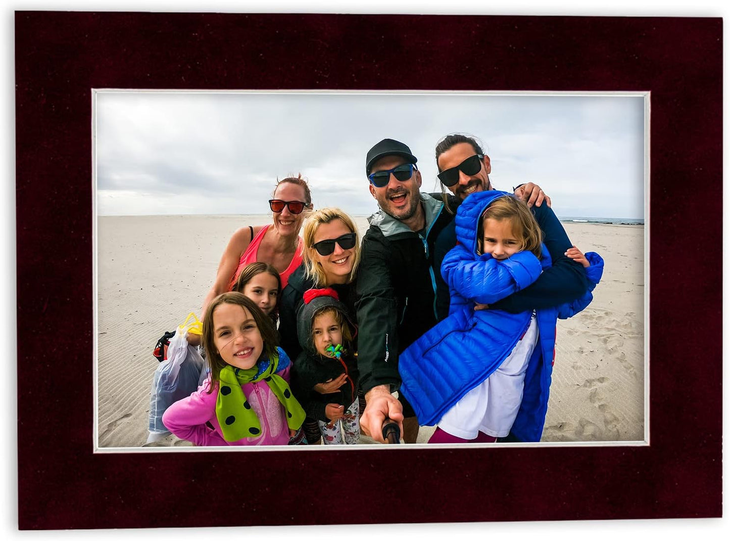 11x14 Mat Bevel Cut for 8.5x11 Photos - Acid Free Dark Red Suede Precut Matboard With Backing Board and Crystal Clear, Self Seal Photo Mat Bag - For Pictures, Photos, Framing - 4-ply Thickness