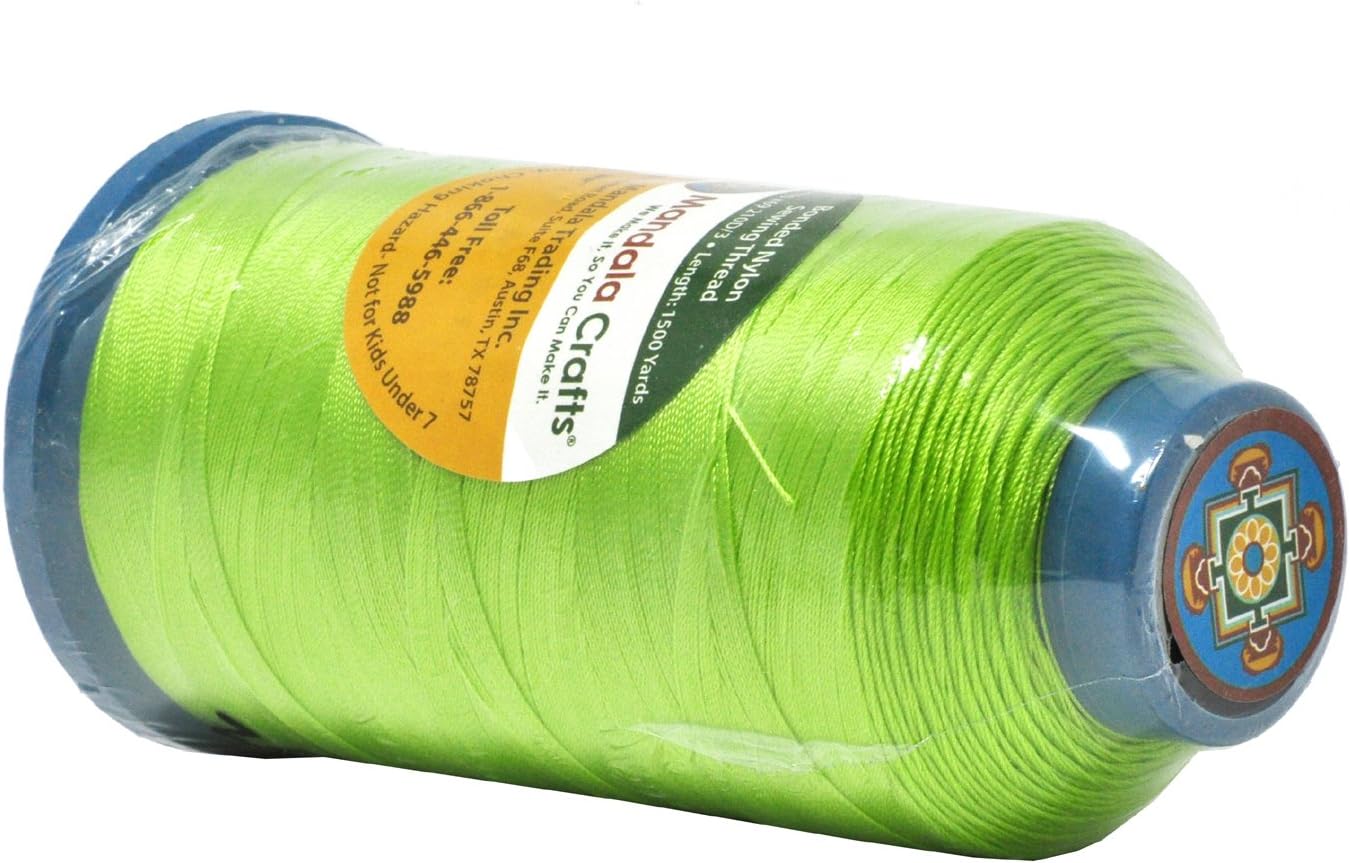 Mandala Crafts Bonded Nylon Thread Lime Green Heavy Duty Sewing Threads - 1500 YDs Size 69 210D T70 Tex 70 Thread for Leather Jeans Weaving Outdoor Marine Upholstery Threads