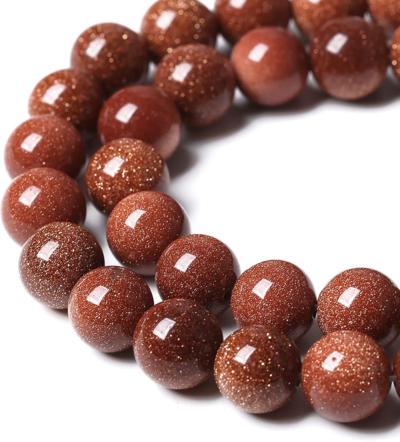 46pcs 8mm Natural Gold Sandstone Beads Gemstone Round Loose Beads for Jewelry Making DIY Bracelet Necklace 15“