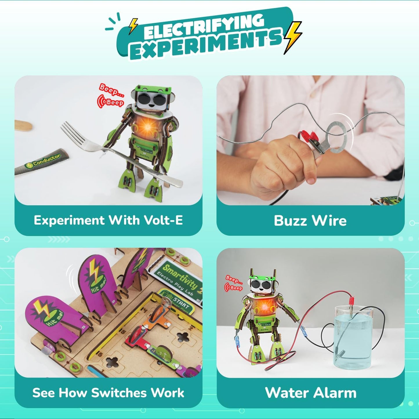 Smartivity Electro Play Lab for Kids Ages 8, 9, 10, 11, 12, 13, 14 Years Old I Electricity Kit with 9 Circuits Experiements & DIY Robot | STEM Science Project Kit | Birthday Gift for Boys & Girls