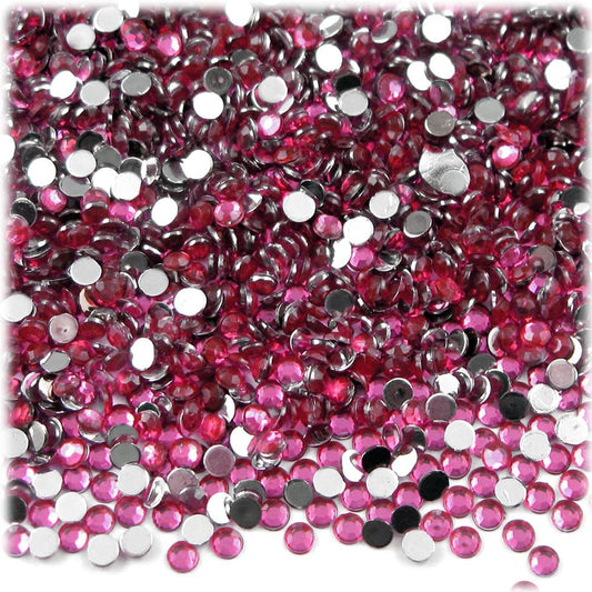 The Crafts Outlet 1,440pc Rhinestones Round 3mm (10ss) Flatback Hot Pink or Rose HPK