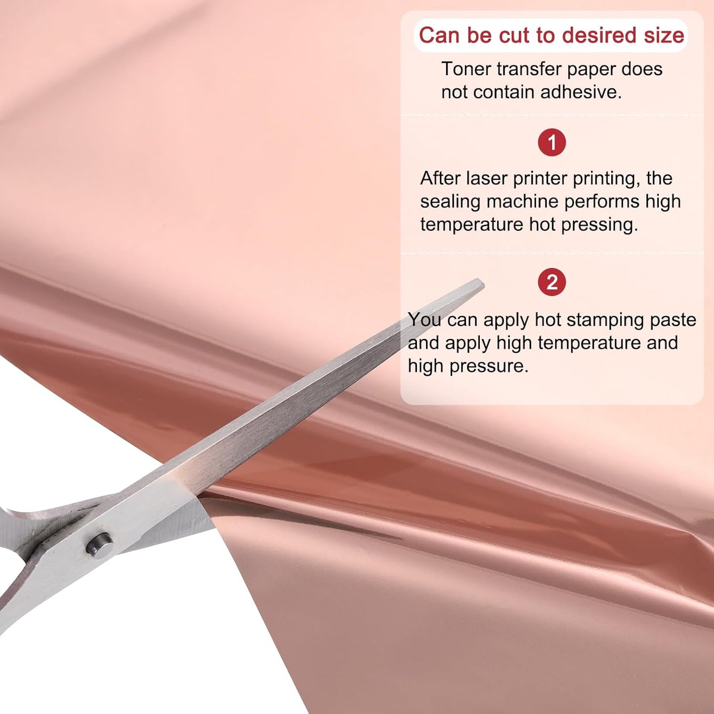 MECCANIXITY 50 Pack Toner Reactive Foil ,Deco Foil Transfer Sheets 8.5"x11" A4 Hot Foil Paper for Laser Printer Scrapbooking Heat Transfer DIY Craft,Rose Gold