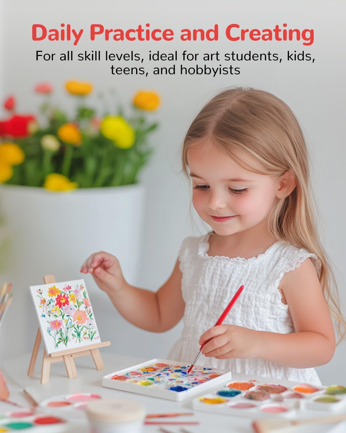 Mini Canvas Boards for Painting 24 Pack, 4x4 Inch Canvas Panels, 100% Cotton White Blank Art Supplies for Acrylics Oil Watercolor Tempera Paints