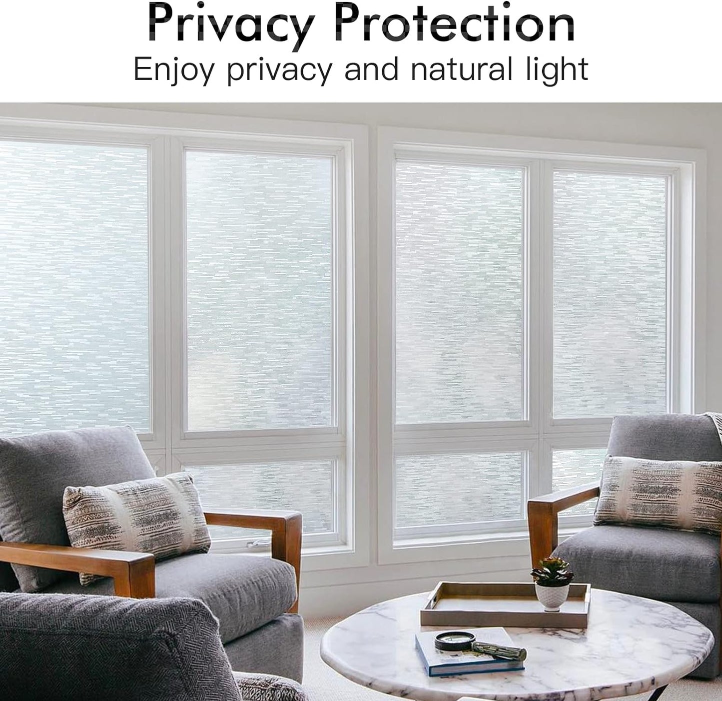 Haton Window Privacy Film, Frosted Glass Static Cling Sun Heat Blocking Window Clings, Frosting Opaque Coverings, Vinyl Removable Stickers Tint for Home Door Office, Non Adhesive 11.8" x 78.7"