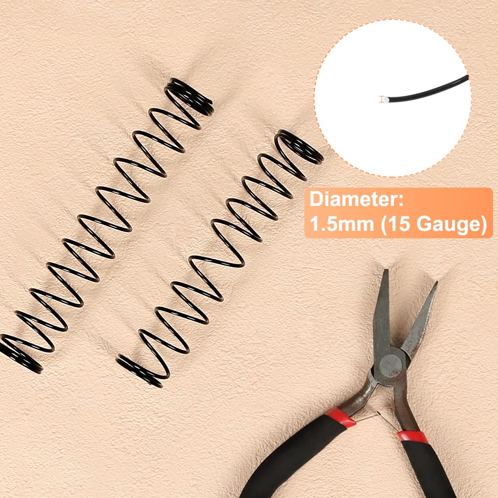 Tenn Well 15 Gauge Aluminum Wire, 164 Feet 1.5mm Bendable Metal Craft Wire for Jewelry Making, Beading, Sculpting, Bonsai Training, Halloween Crafting (Black)