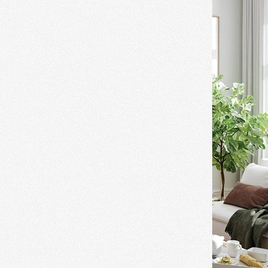 HIDBEA Frosted Window Privacy Film Heat Control UV Blocking, Static Cling Non-Adhesive Reusable Door coverings for Bathroom Home Office (White Frosted 23.6 Inch x 6.5 Feet)