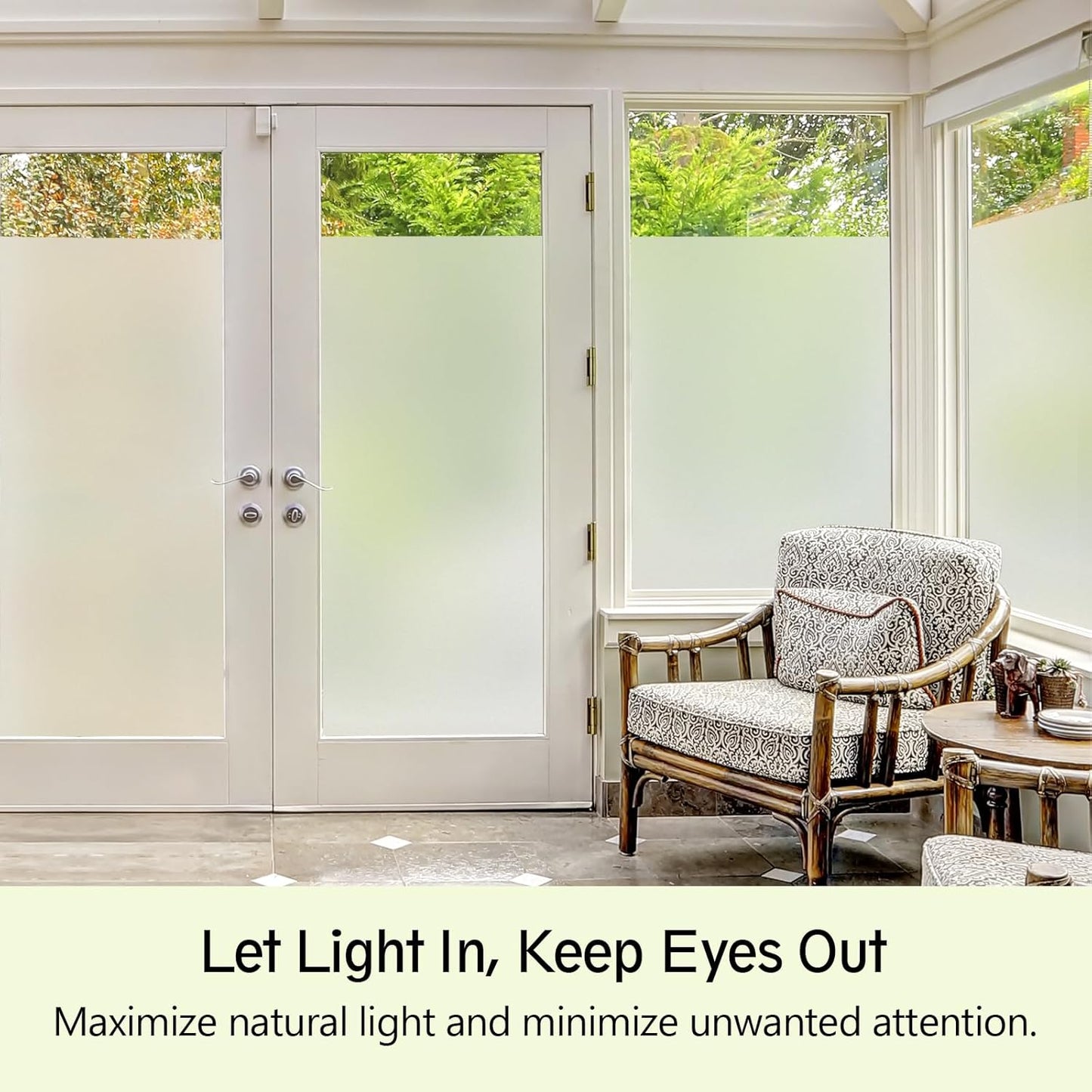 Frosted Glass Window Privacy Film - UV Sun Blocking Heat Control, Static Cling Removable & Reusable for Home, Bathroom, and Office (Frosted 17.5 Inch x 6.5 Feet)