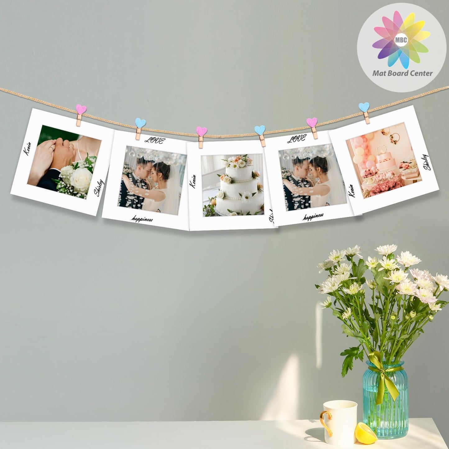 MBC Mat Board Center, 5 Pack 8x8 for 6x6 White Picture Mats Frame Mattes, Bevel Cut, Acid Free, 4-ply Thickness