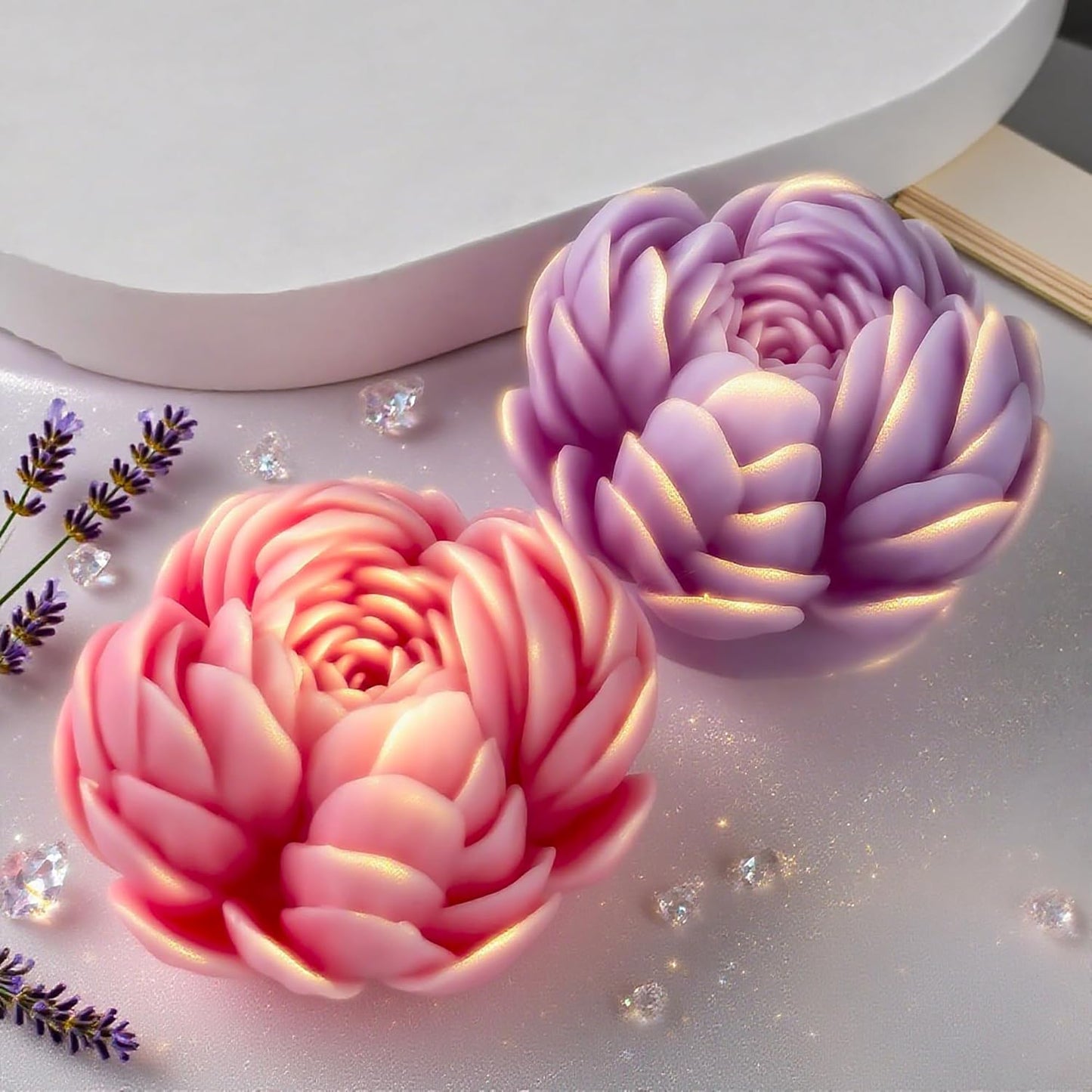 Heart Rose Cylinder Candle & Resin Mold - Resin Casting Silicone Molds for Home Decor & Candle Making Wave Spiral Mold